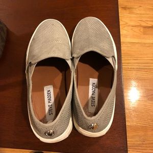 Gray and white Steve Madden flats